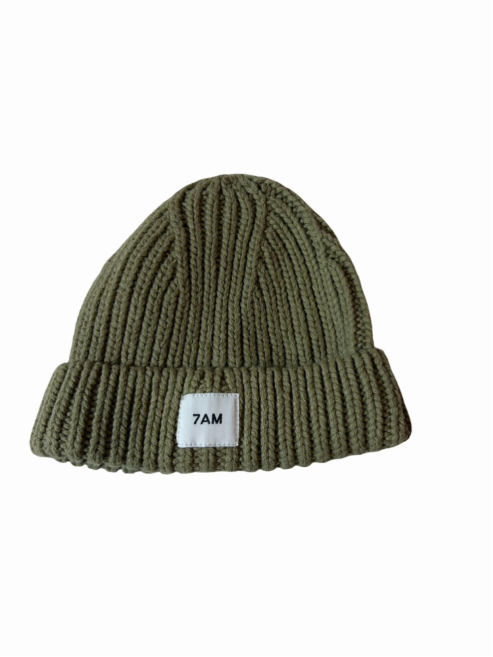 7AM Enfant Baby Chunky Knit Beanie 0–6M Olive Green Foldover Cuff